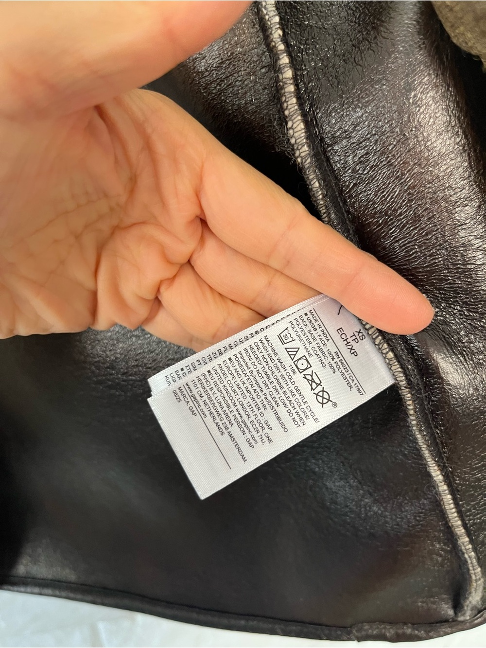 NWT Gap Cream Sherpa & Faux Brown Leather Oversized Jacket Coat Size XS Vegan - Picture 8 of 12